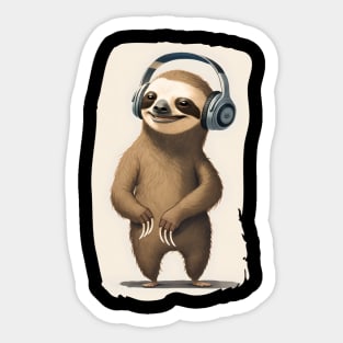 Sloth with Headphones Sticker